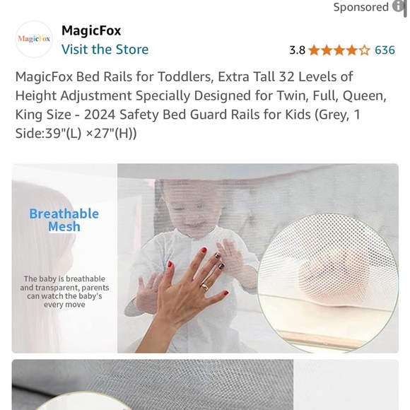 Bed Safety Rail, 1 Side - Picture 5 of 8